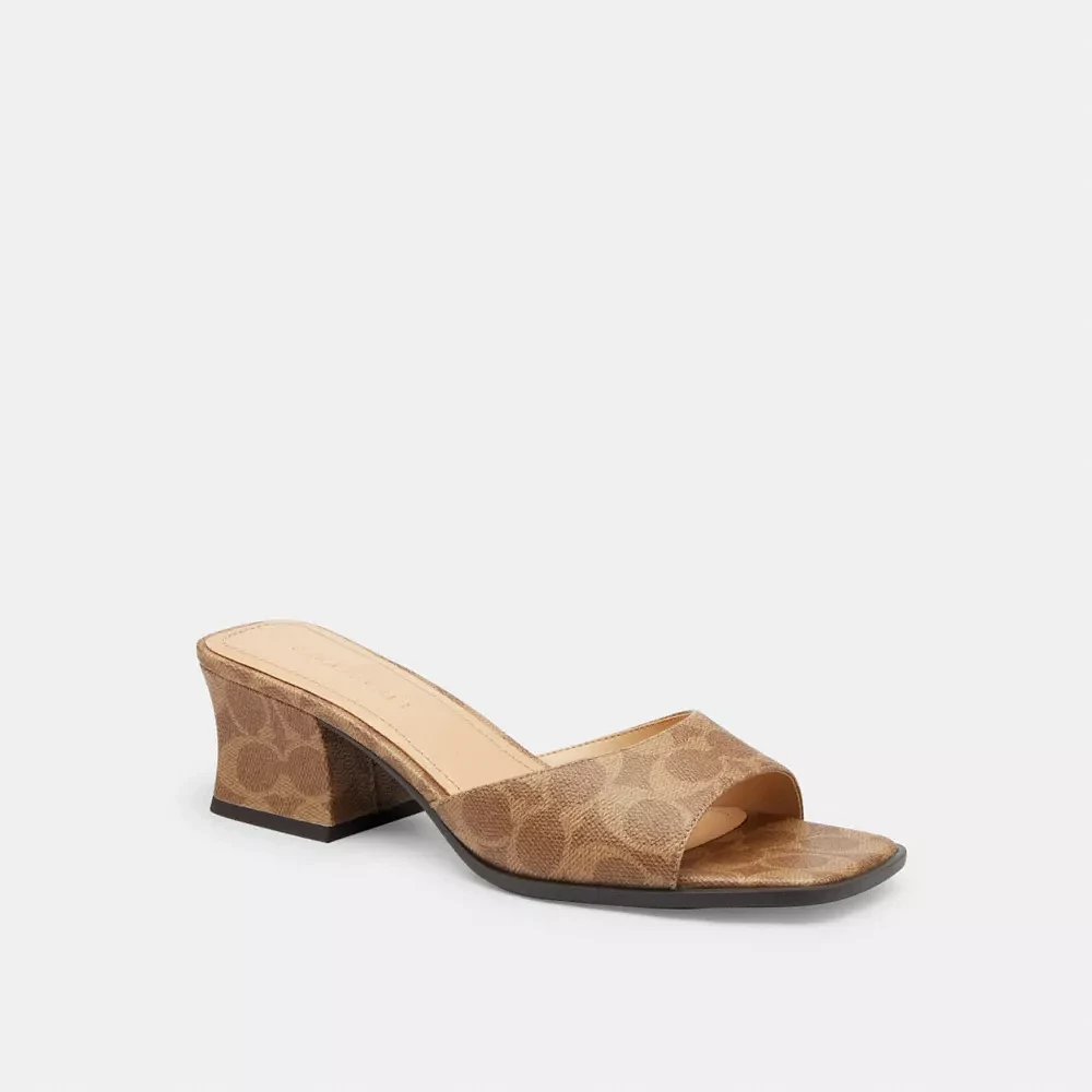 Sculpted C Block Heel Sandal Signature Canvas