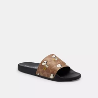 Coach X Peanuts Udele Sport Slide Signature Canvas With Snoopy Print