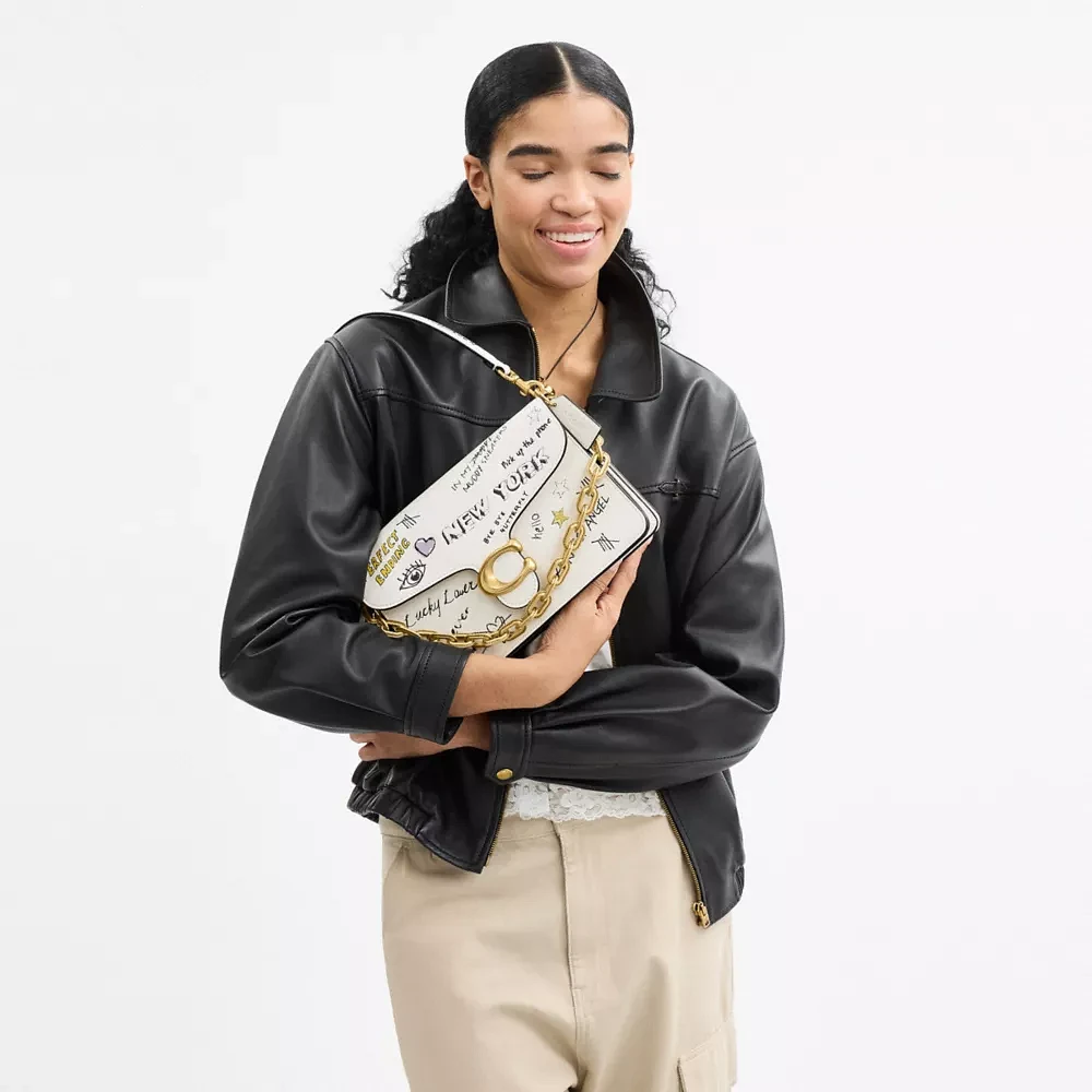 Chain Tabby Shoulder Bag With Sketch Print