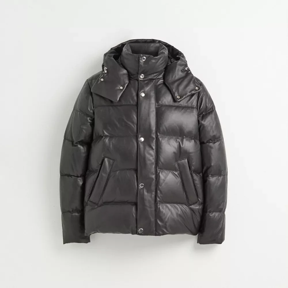Restored Leather Puffer Jacket