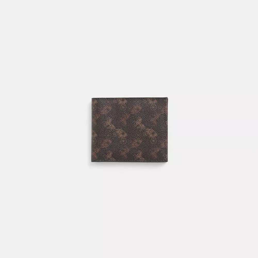 Restored Double Billfold Wallet With Horse And Carriage Print