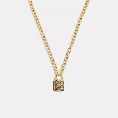 Quilted Padlock Chain Necklace