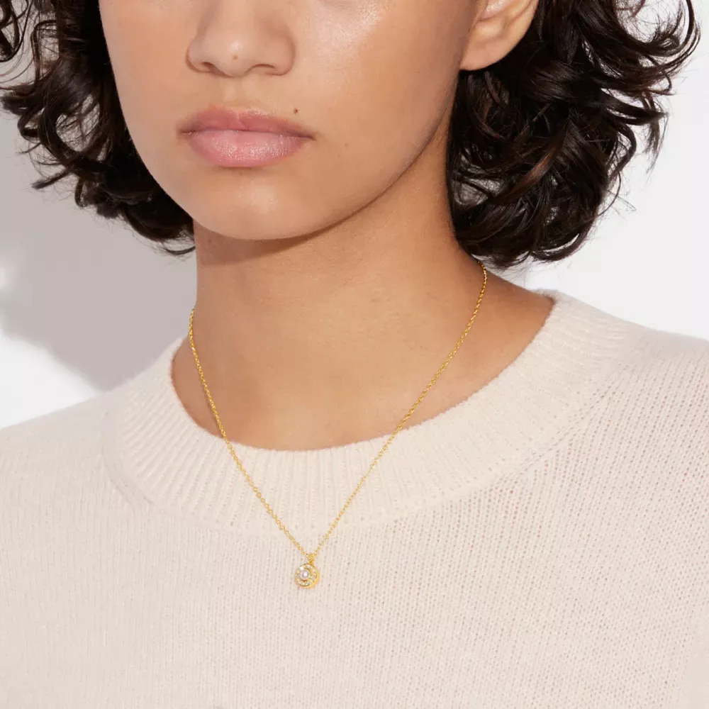 Signature Crystal Pearl Pendant Necklace
