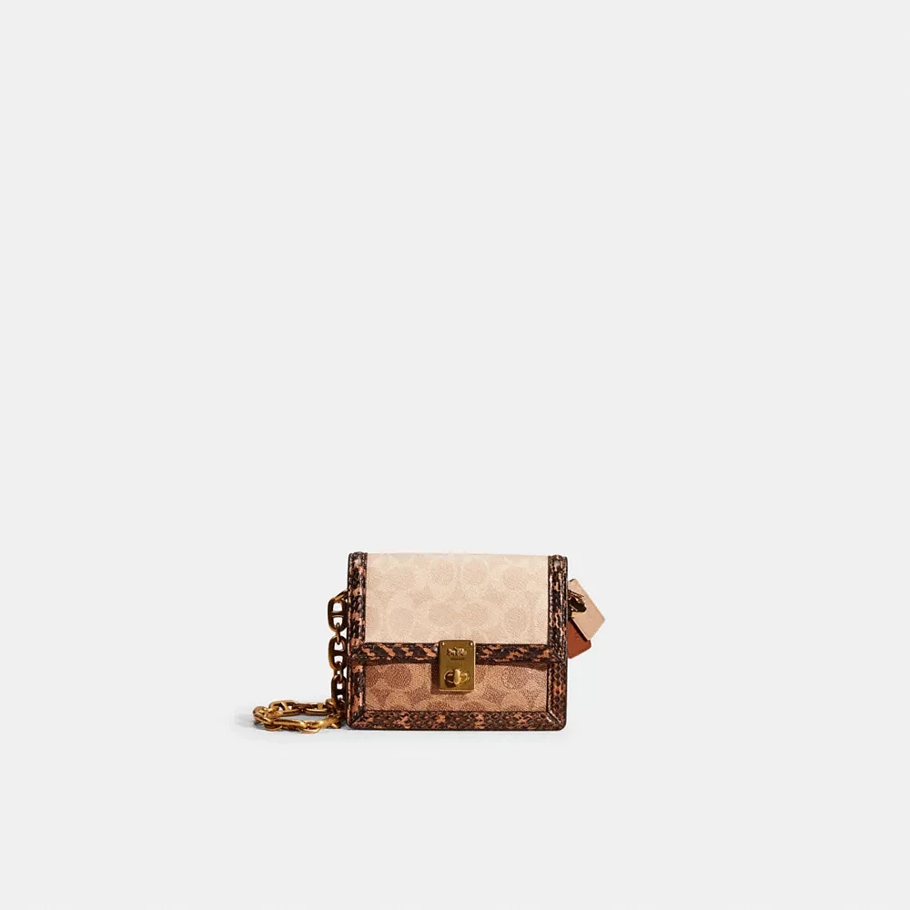 Upcrafted Belt Bag In Blocked Signature Canvas With Snakeskin