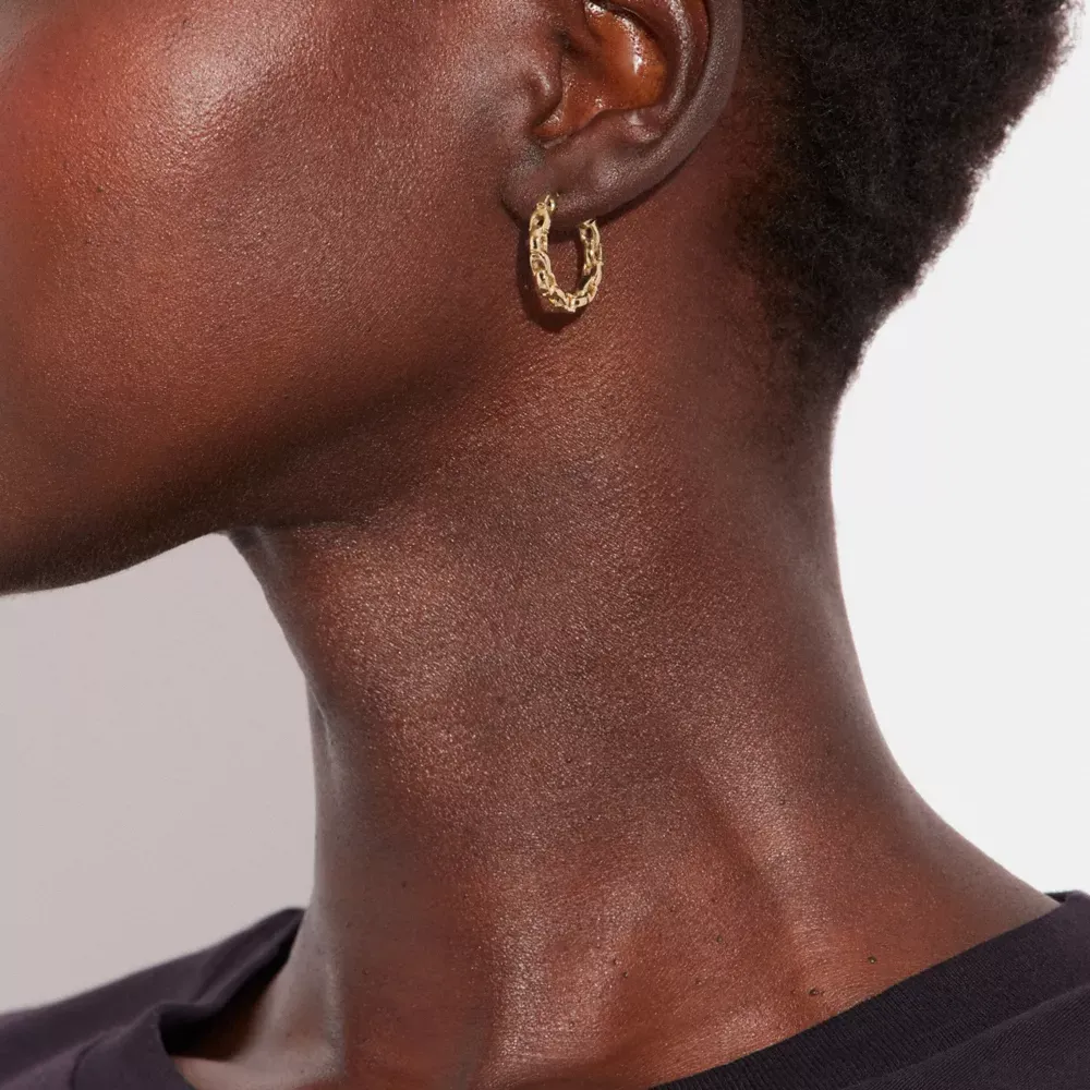 Signature Chain Small Hoop Earrings