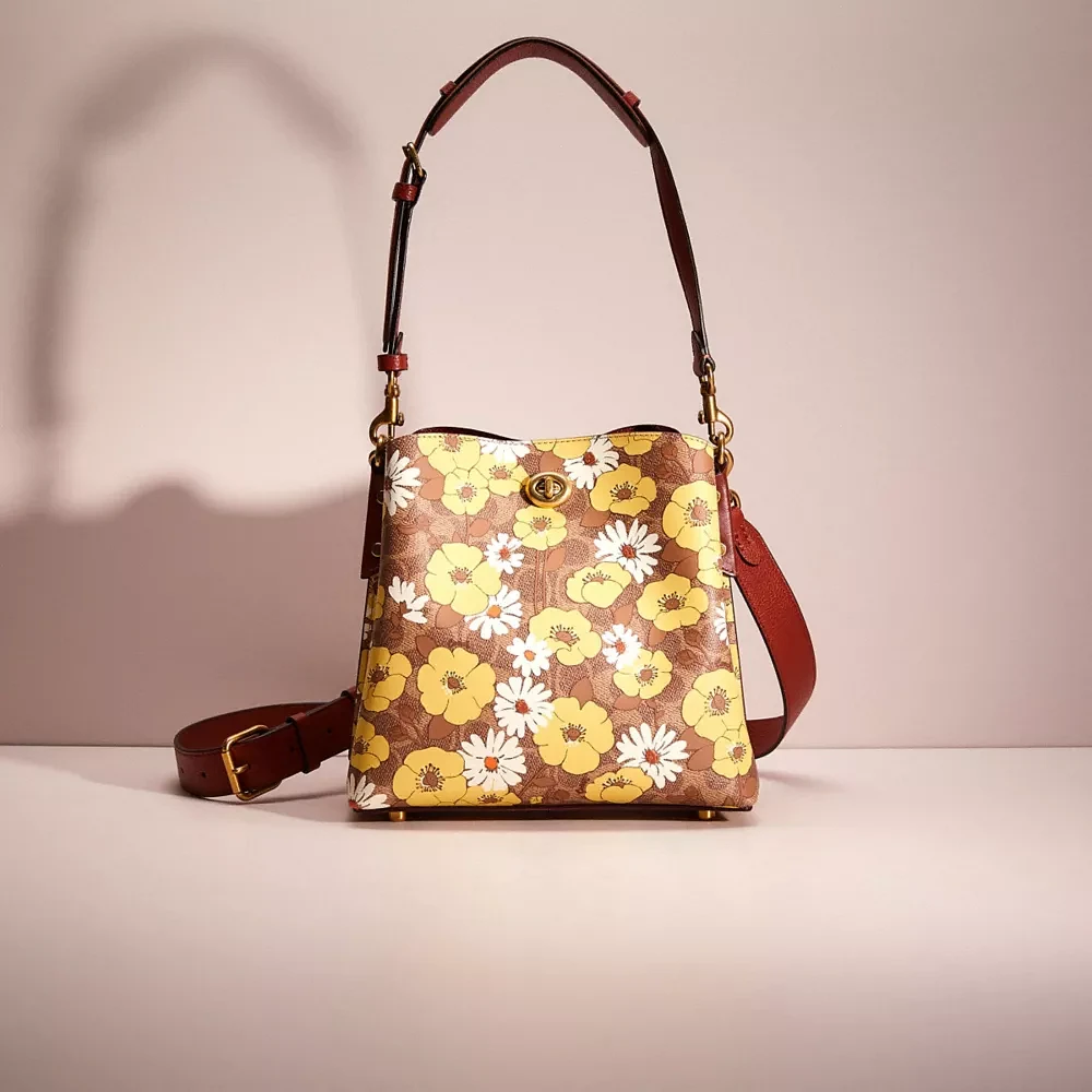 Restored Willow Bucket Bag In Signature Canvas With Floral Print