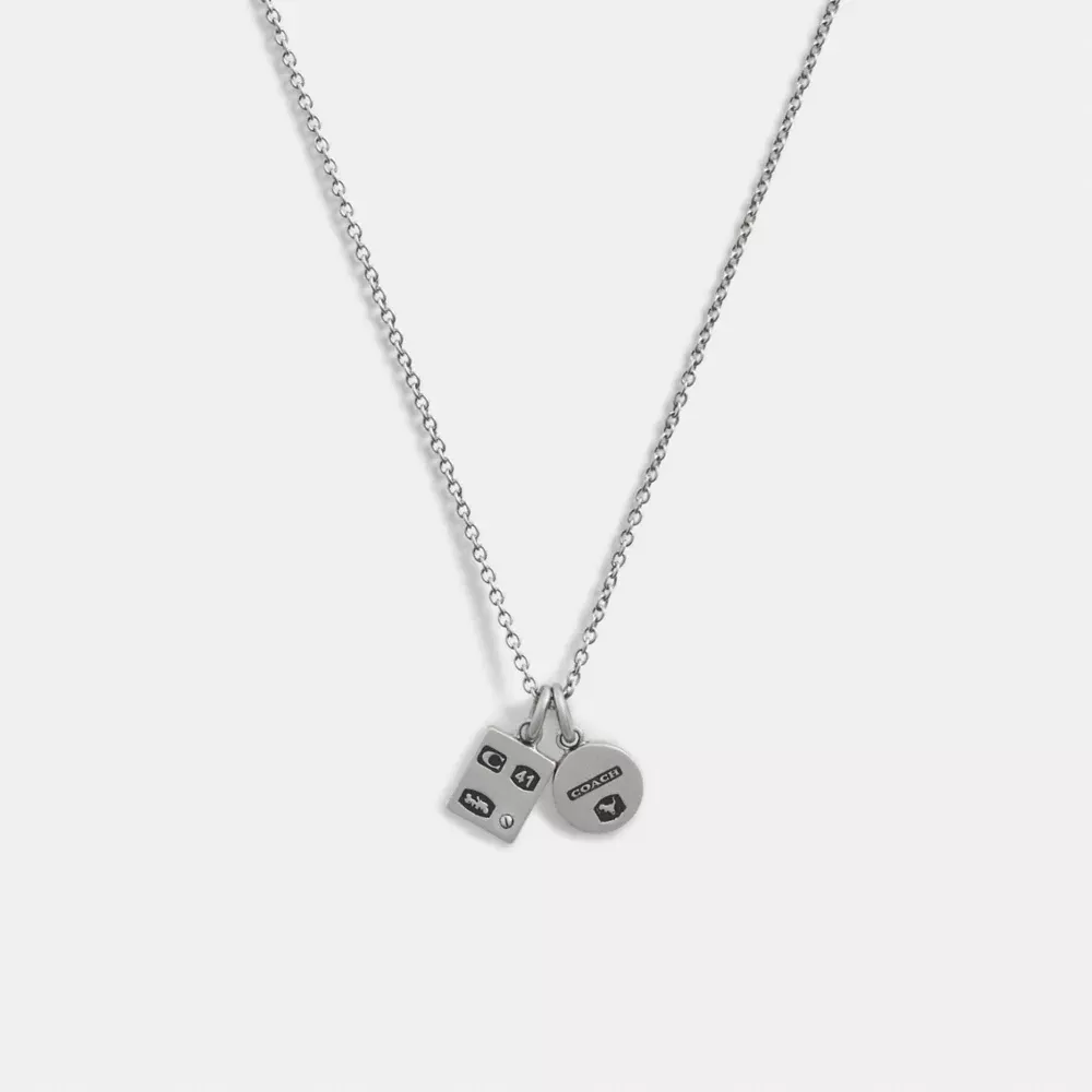 Sterling Silver Double Charm Long Pendant Necklace