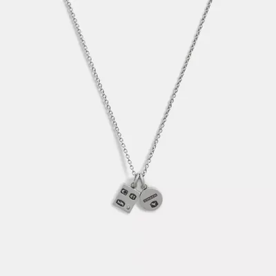 Sterling Silver Double Charm Long Pendant Necklace