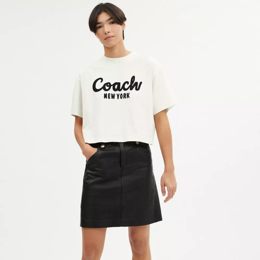 Cursive Signature Cropped T Shirt