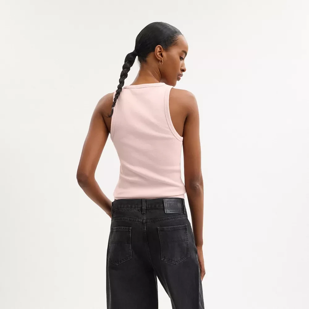 Ribbed Coach Script Tank Top