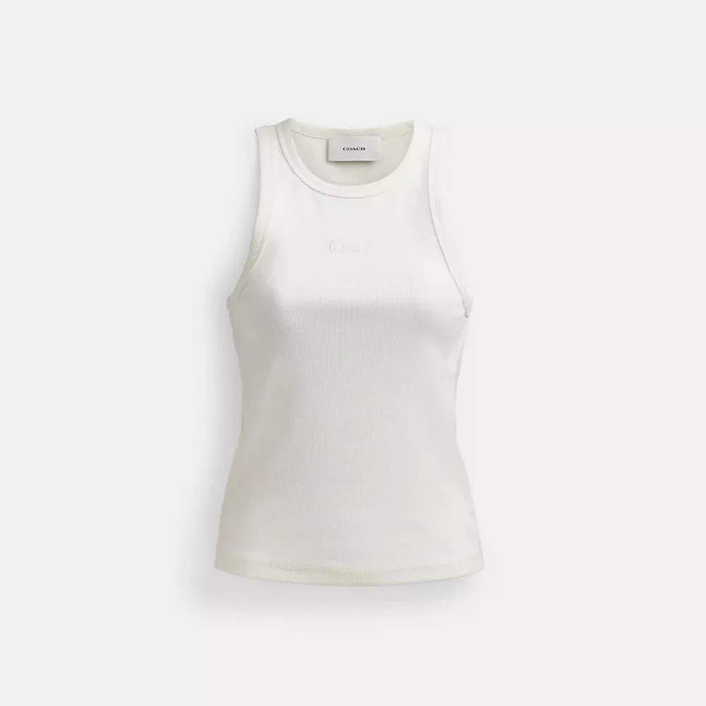 Ribbed Coach Script Tank Top