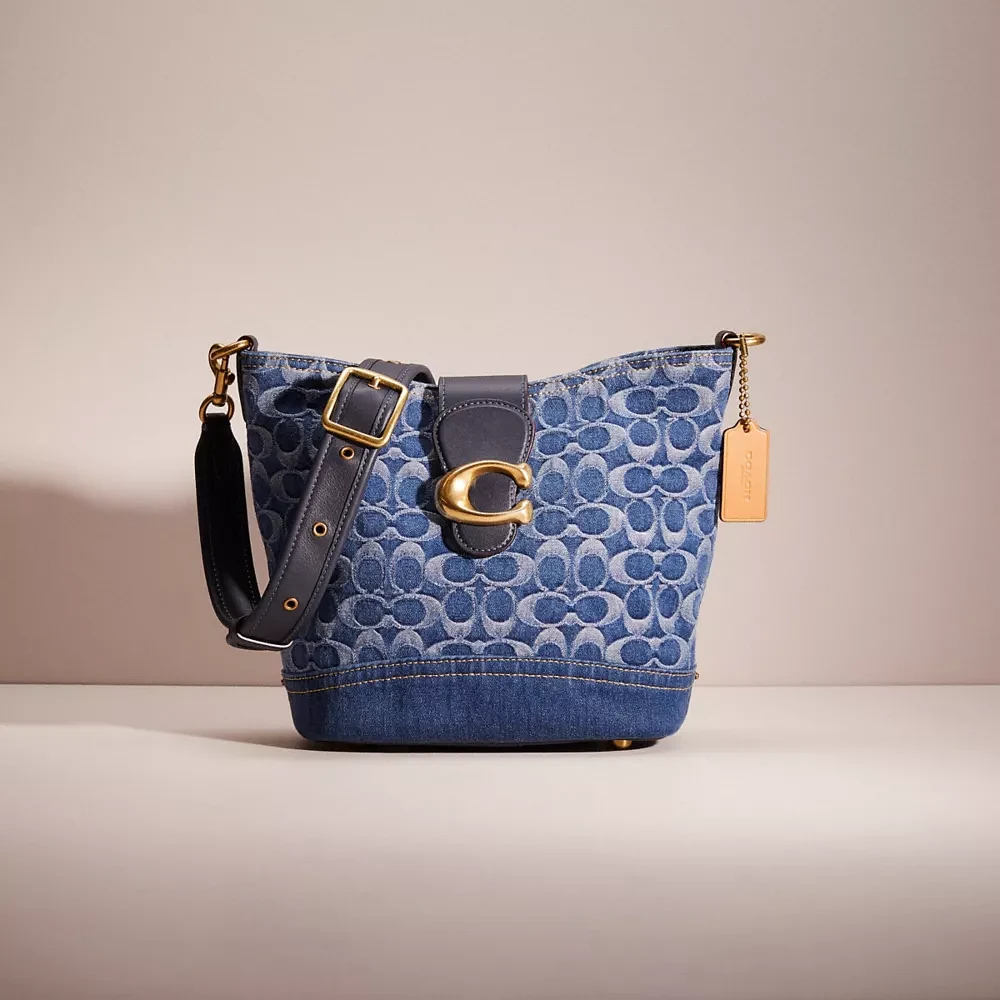 Restored Tali Bucket Bag In Signature Denim