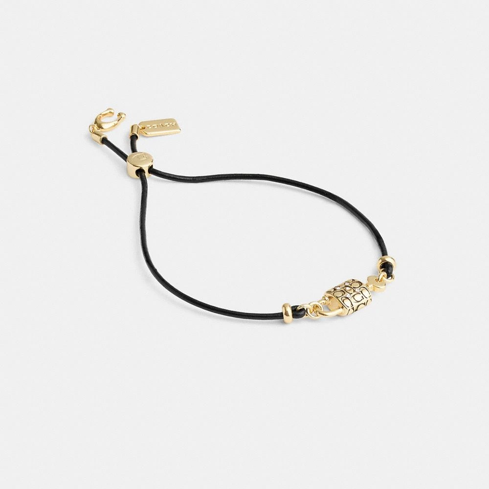 Quilted Padlock Leather Slider Bracelet