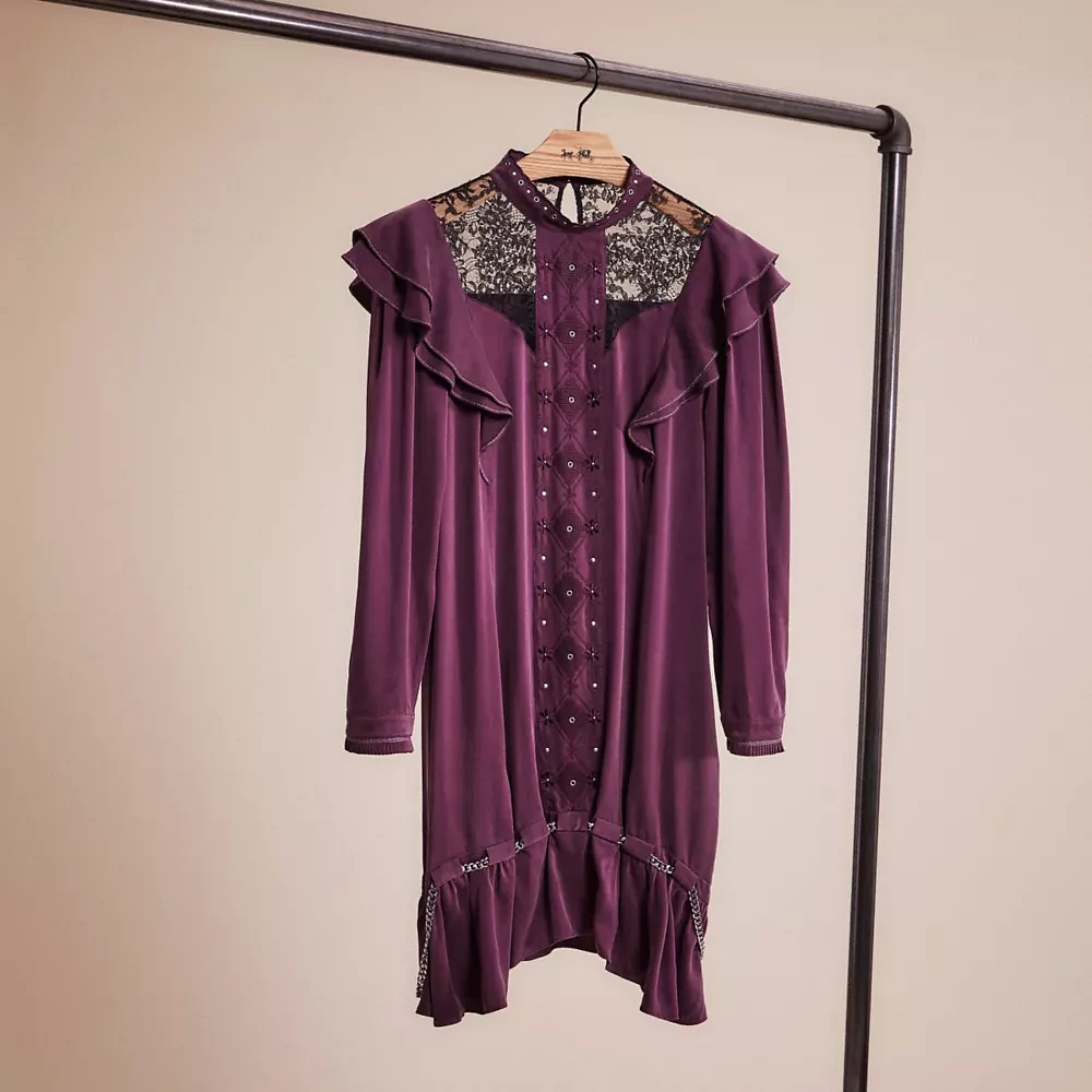 Restored Long Sleeve Dress With Ruffle Trim