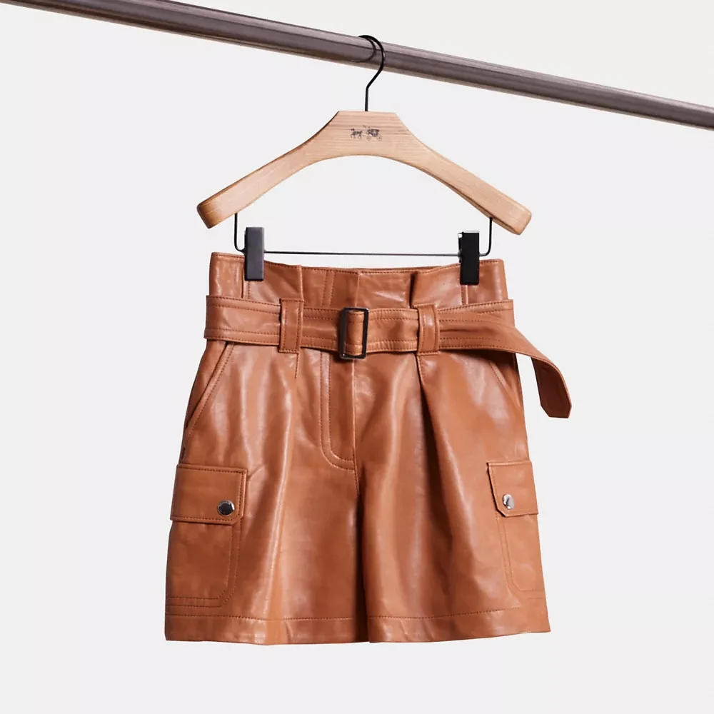 Restored Leather Belted Shorts