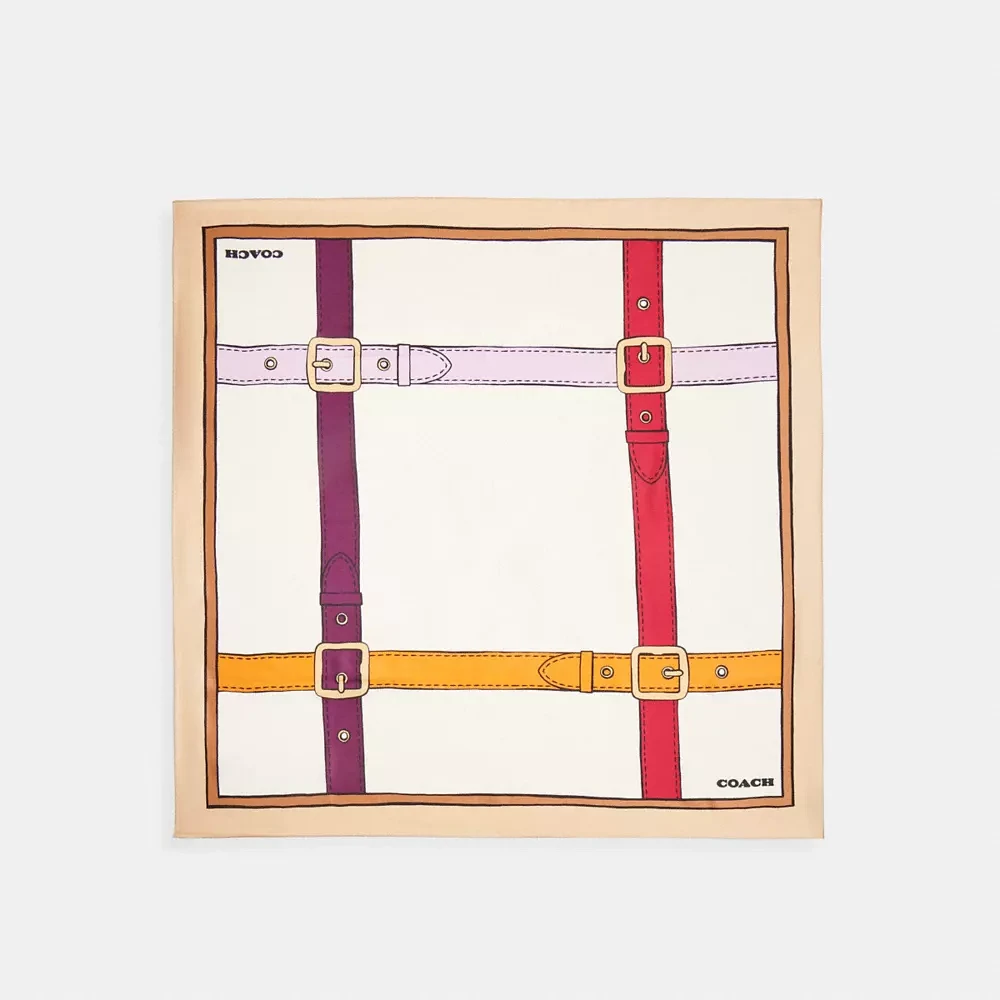 Trompe L'oeil Belt Print Silk Square Scarf
