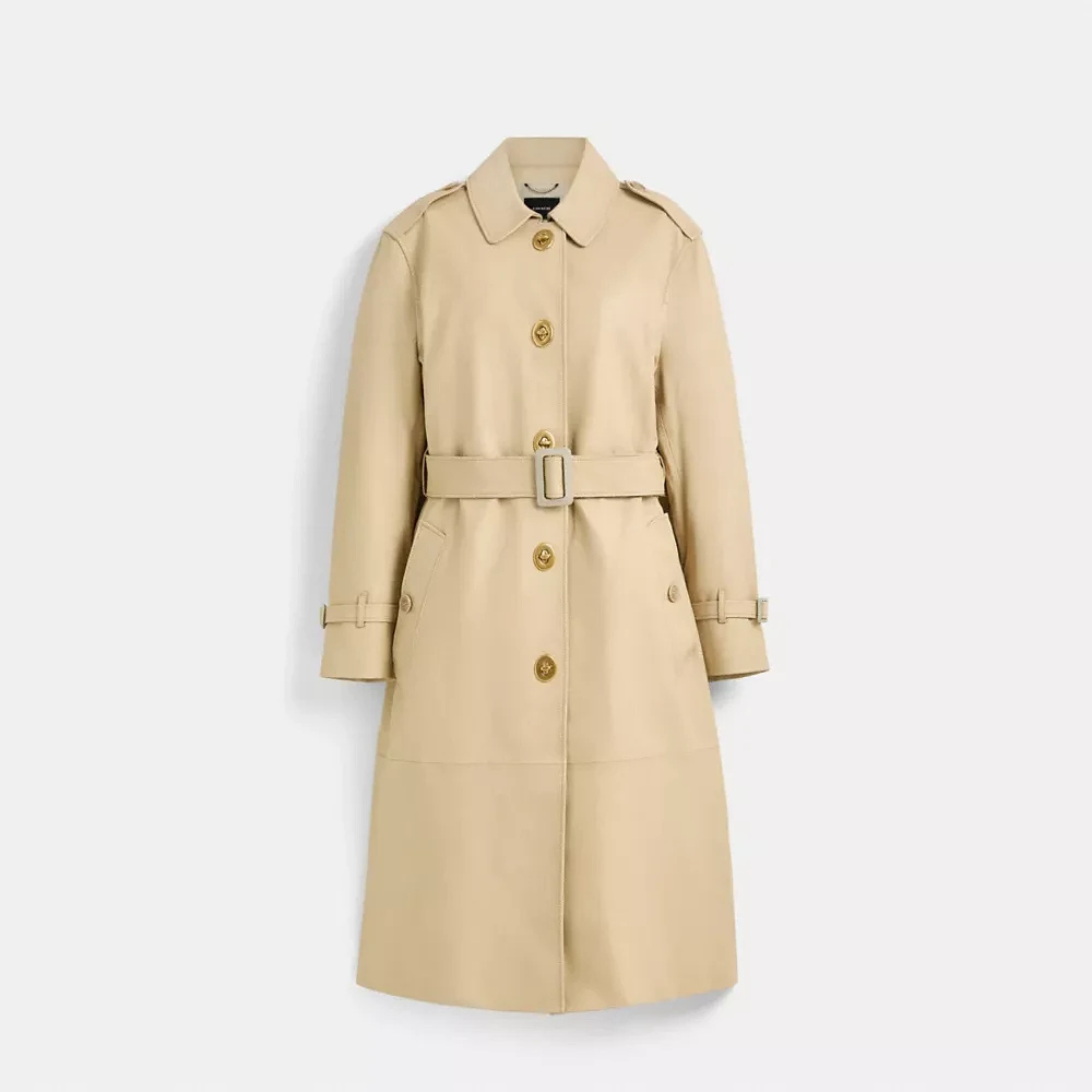 Restored Lightweight Leather Trench Coat