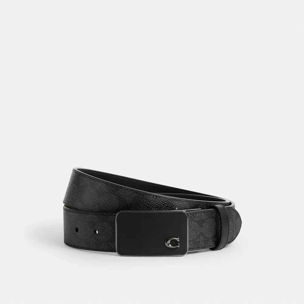 Signature Plaque Buckle Cut To Size Reversible Belt