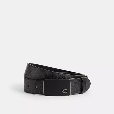 Signature Plaque Buckle Cut To Size Reversible Belt