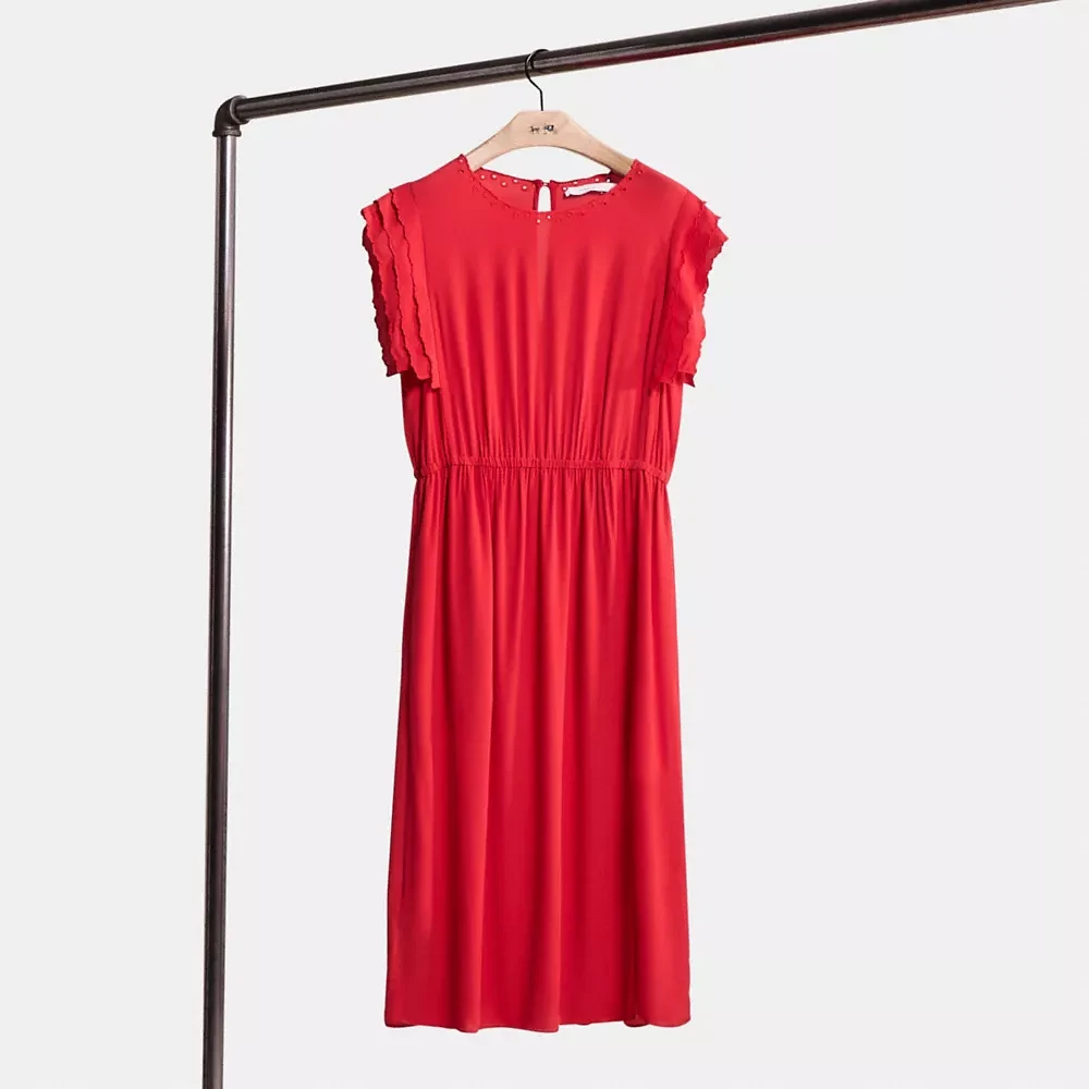 Restored Shoulder Pleat Midi Dress