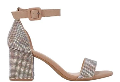 Women's  Rhinestone Blockheel-3 Dress Sandals : D.Nude