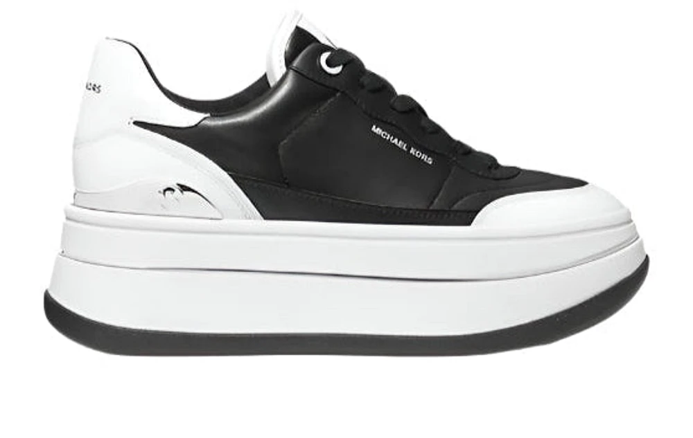 Michael Kors Hayes Lace Up Leather Trainer: Blk/wht