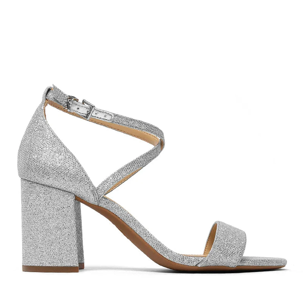 Michael Kors Women Sophie Block Heel Strappy Dress Sandal: lt.Silver