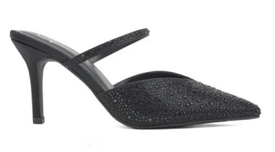Women's Stiletto Rhinestone Mule Shoes : Blk