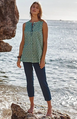 pure jill indigo knit cropped slim-leg jeans