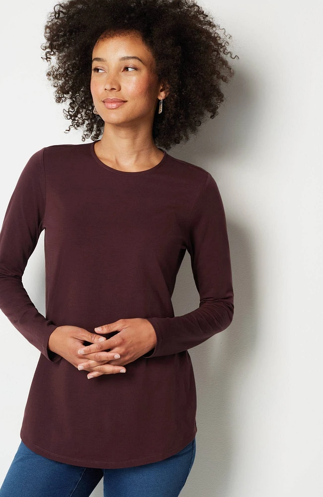 pure jill long-sleeve shirttail tee