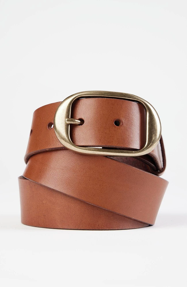 leather oval-ring belt