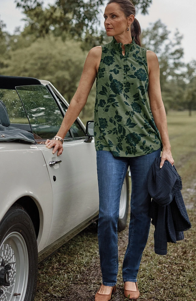 high-rise straight-leg jeans