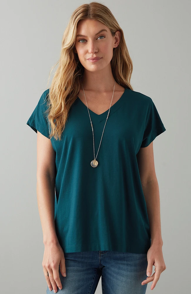 luxe supima® pleat-back tee