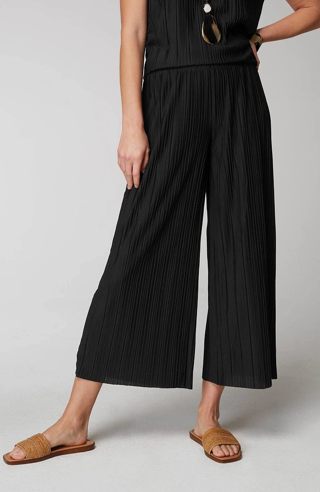 pure jill pleated jersey-knit crops