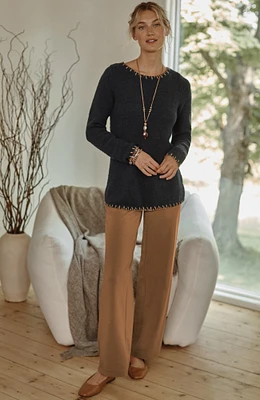 pure jill affinity pull-on wide-leg pants