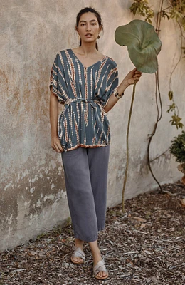 pure jill linen-blend wide-leg crops