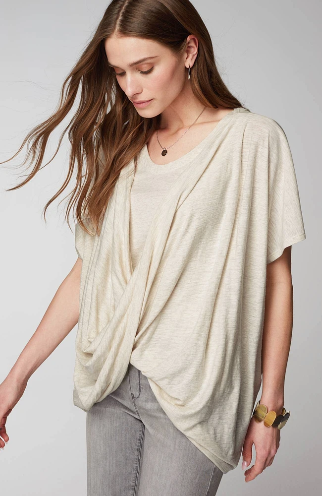 pure jill twisted-drape-front top
