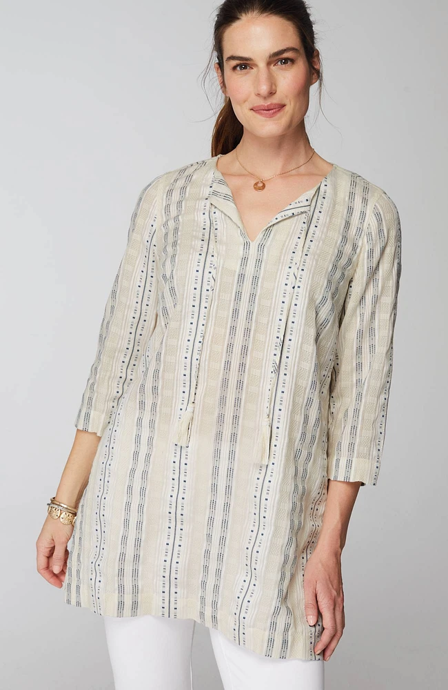 pure jill split-neck dobby tunic