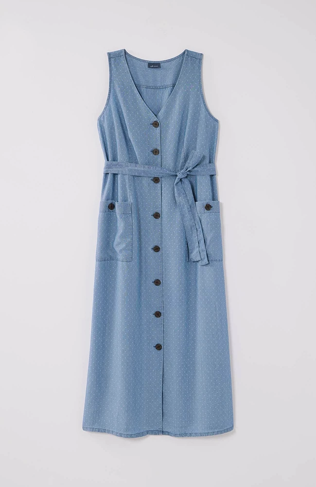 sleeveless button-front dress