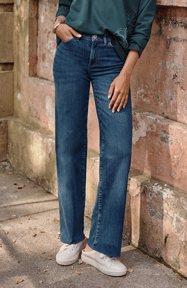 fringe-hem wide-leg jeans