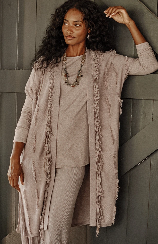 pure jill jacquard fringe gilet