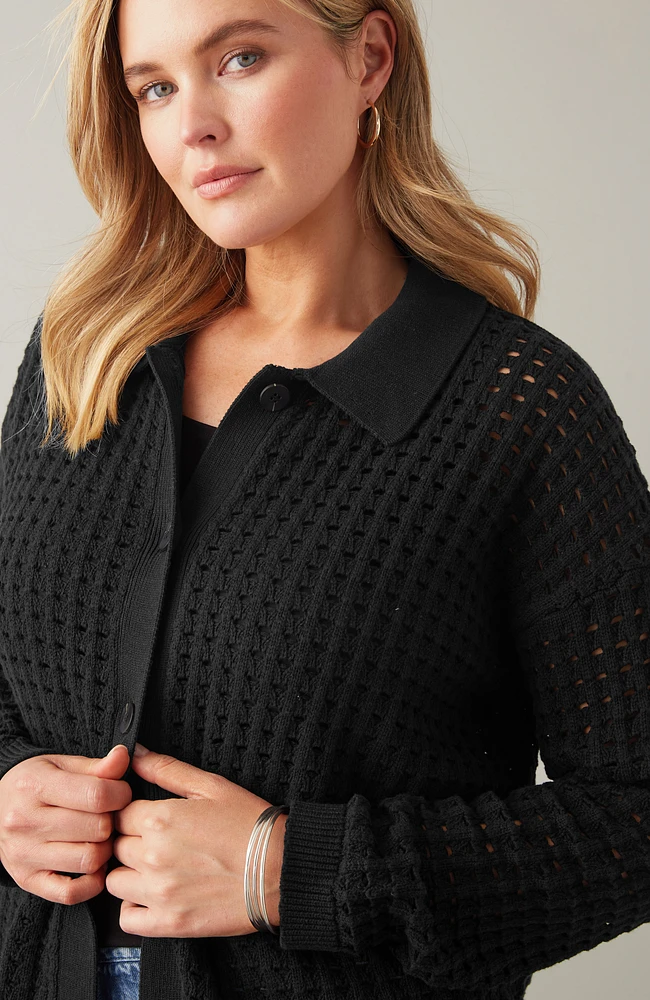open-texture cardi