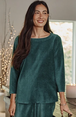 pure jill corded-velour buttoned-back top