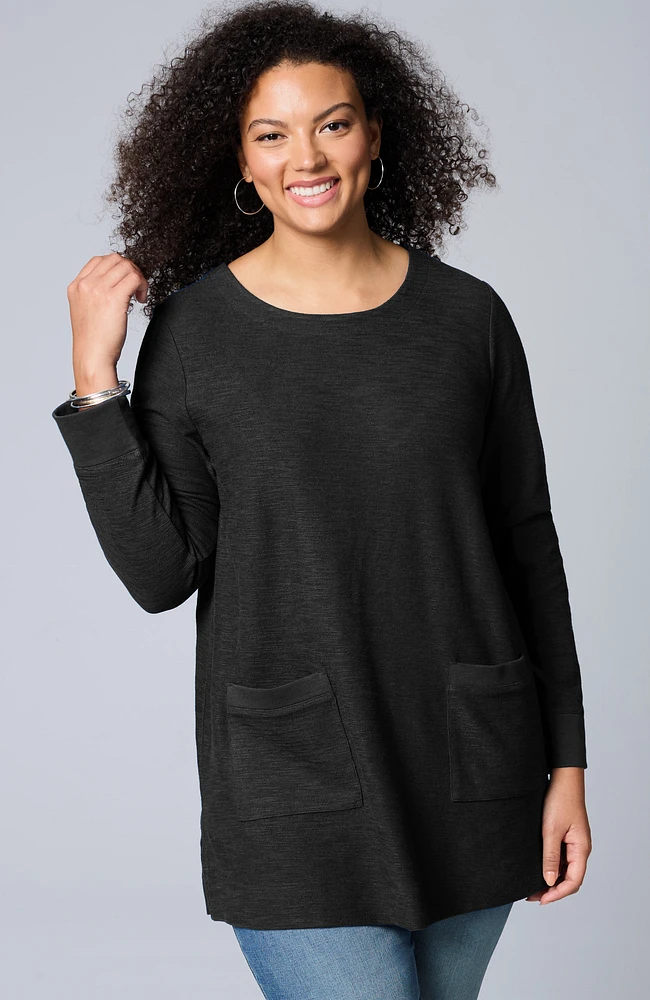 textured patch-pocket tunic