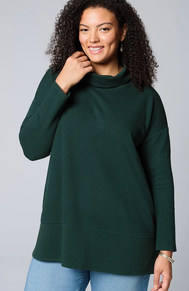 pure jill diagonal knit mock-neck tunic