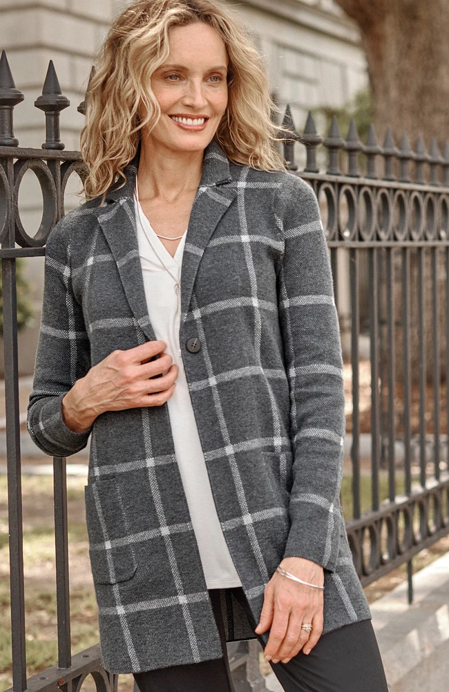 wearever windowpane sweater-jacket