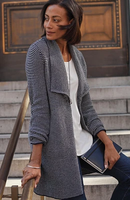 wearever striped open-front cardi