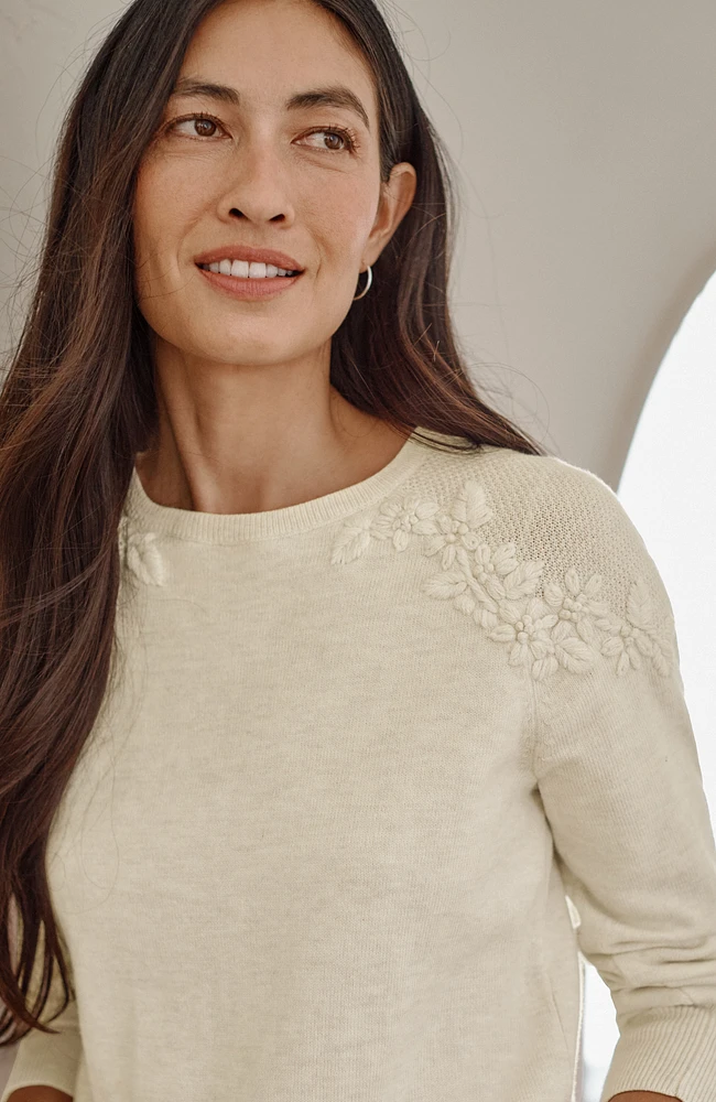 cozy luxe hand-embroidered pullover sweater