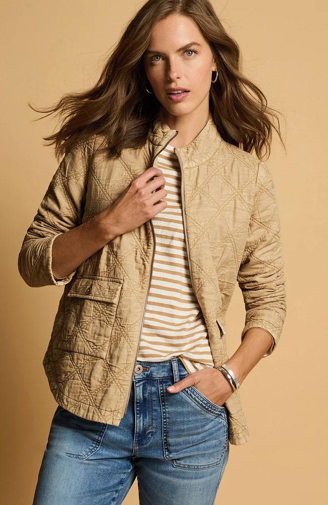 quilted zip-front jacket