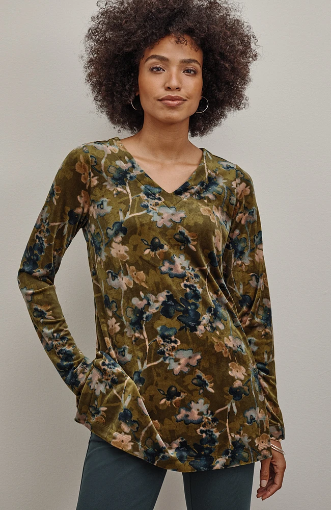 pure jill velour v-neck tunic